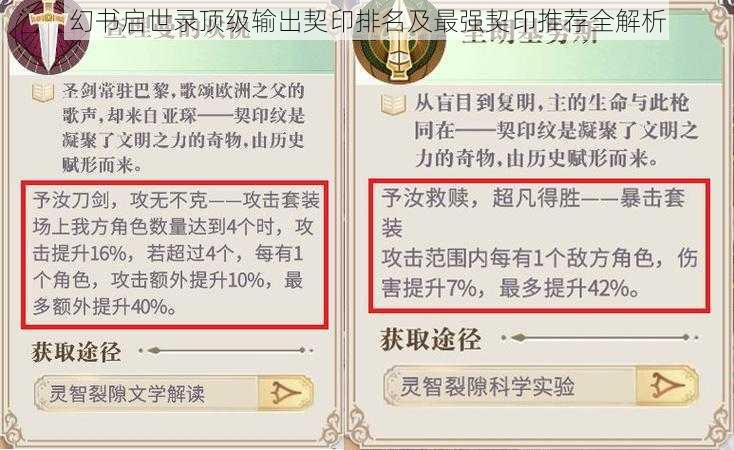 幻书启世录顶级输出契印排名及最强契印推荐全解析